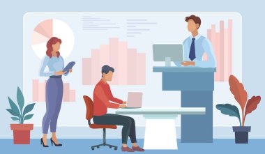 İş ekibi beyin fırtınası fikri. takım işbirliği, girişim işbirliği, iş arkadaşları karşılıklı yardım kavramı.