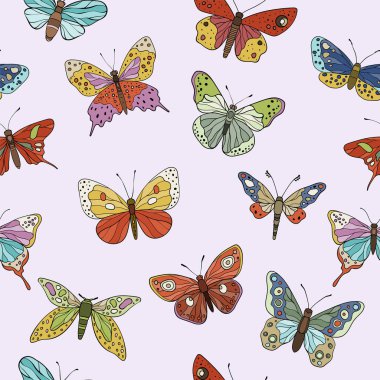 Karmaşık kanat desenleri olan renksiz kelebek deseni, çeşitli sanatsal ve doğal tasarımlar, vektör illüstrasyonları sergiliyor.