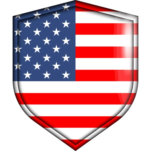 Amerikansk Flagga Ikon Emblem Med Präglade Eller Effekt — Stock vektor