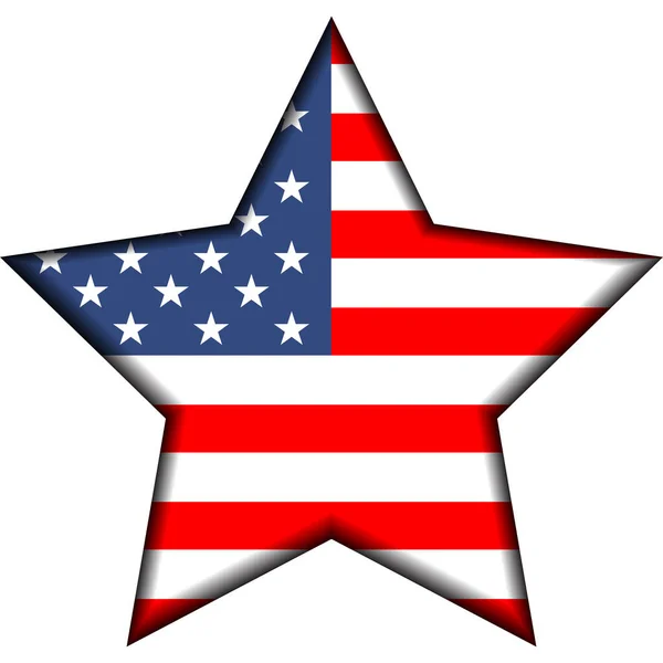 Estrella Americana Icono Bandera Vector Ilustración Insignia Con Relieve Efecto — Archivo Imágenes Vectoriales