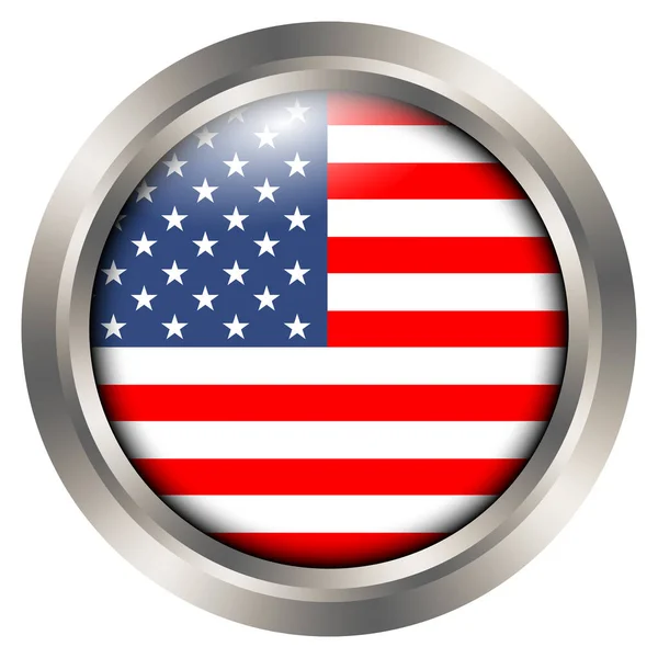 American Flag Badge Icon Illustration Embossed Effect — Stock Vector