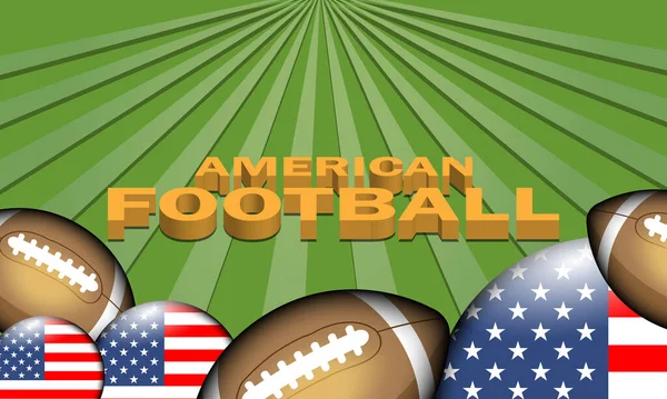 アメリカンフットボールのポスターイラストです スポーツコンセプト3Dスタイル緑の背景 グラデーションホワイトライン — ストックベクタ
