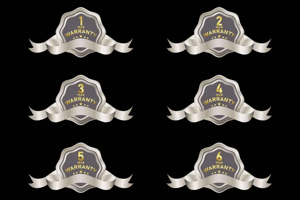 Kolekcja Elementów Konstrukcyjnych Odznaki Gwarancyjnej Kolorze Srebrnym Premium Uszczelki Medale — Wektor stockowy