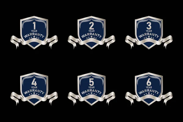 Collection Éléments Badge Garantie Avec Couleur Argent Premium Sceaux Médailles — Image vectorielle