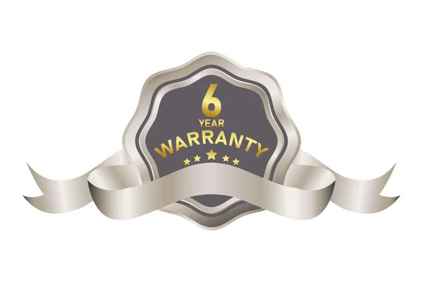 Warranty Badge Illustration Gold Silver Color — Stock Vector