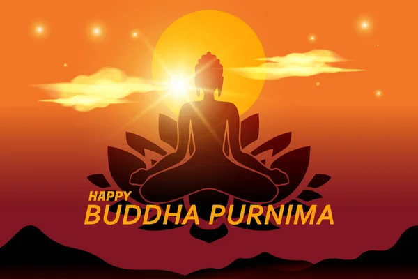 Illustration Meditera Buddha Lotusblomma — Stock vektor