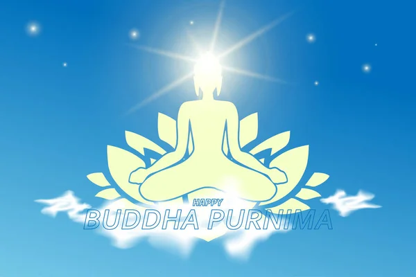 Ilustración Meditación Buda Nube Flor Loto — Archivo Imágenes Vectoriales