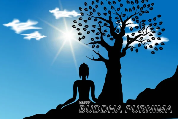 Buda Meditando Bajo Árbol — Archivo Imágenes Vectoriales