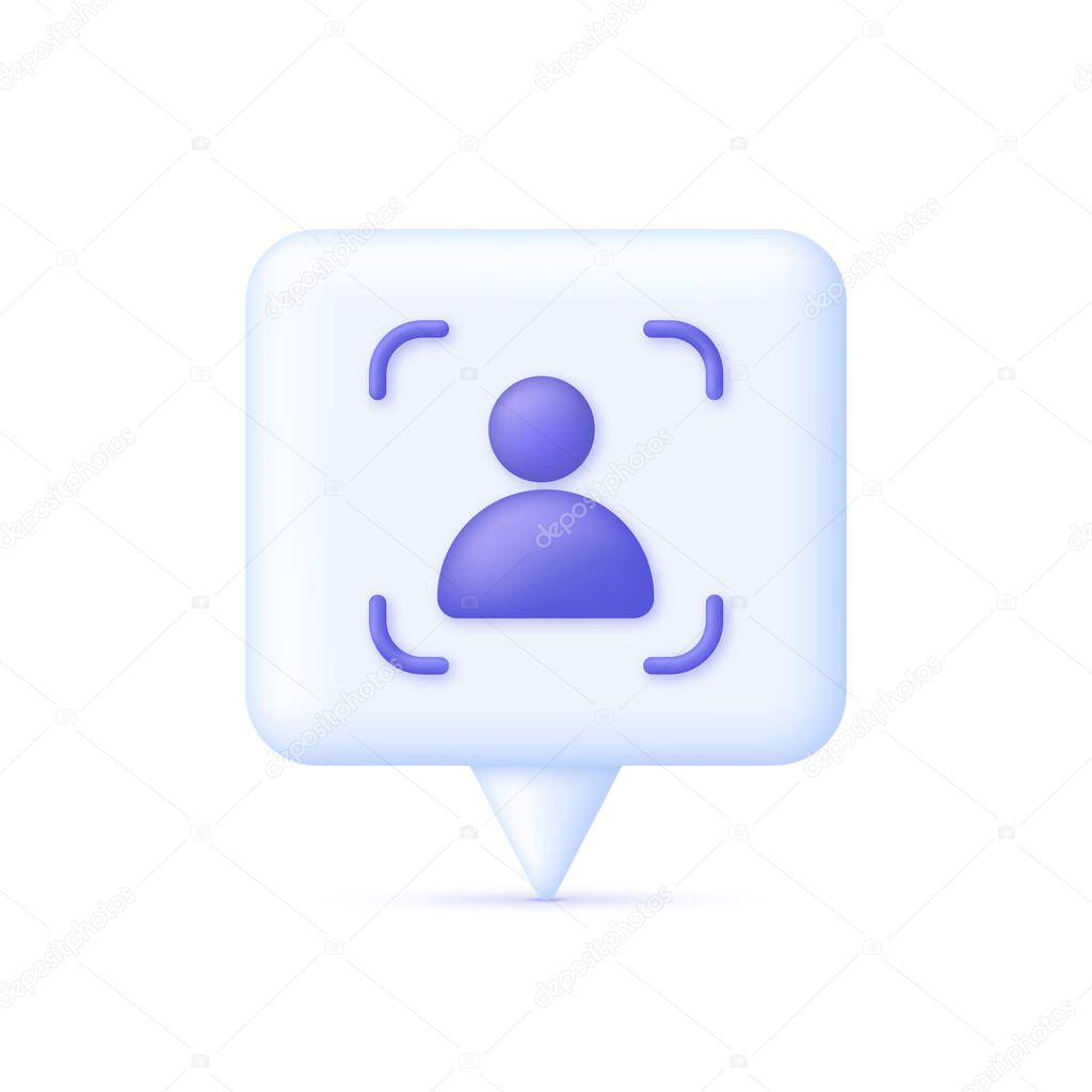 3D Customer centric illustration on Speech Bubble. Customization strategy. Personalized marketing concept. Customer behavior and persona. Modern vector in 3d style.
