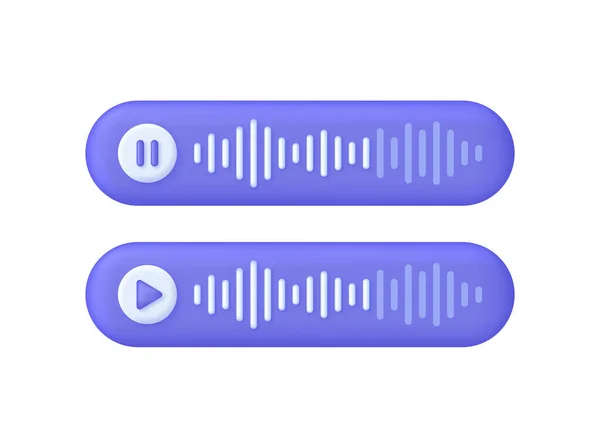 Conjunto Mensajes Voz Pausa Botón Reproducción Elemento Chat Audio Burbuja — Vector de stock