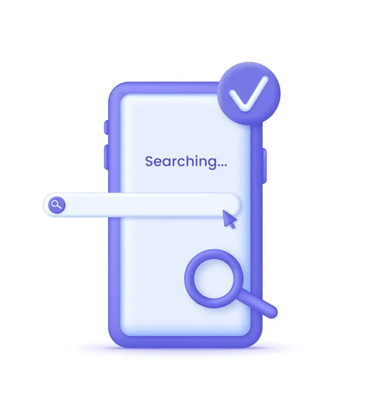 Telefon Szukaj Bar Ilustracja Koncepcja Nawigacji Wyszukiwania Wyszukiwanie Internecie Smartfonem — Wektor stockowy
