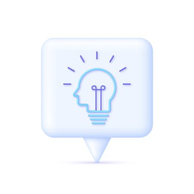 3 Boyutlu Akıllı İnsan kafası Konuşma Baloncuğu 'nda. Kişinin kafasının içindeki fikirleri düşünmek. Fikir kavramı ortaya çıkıyor. Yaratıcılığın, yaratıcı fikrin, aklın, düşüncenin sembolü. 3d biçiminde trend vektörü.