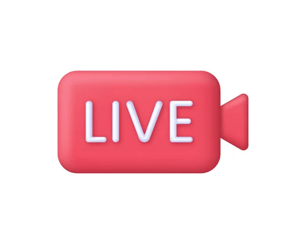 stock vector 3D Live streaming icon. Broadcasting, livestream or online stream. Social media concept. Template for tv, online channel, live breaking news. Trendy and modern vector in 3d style.