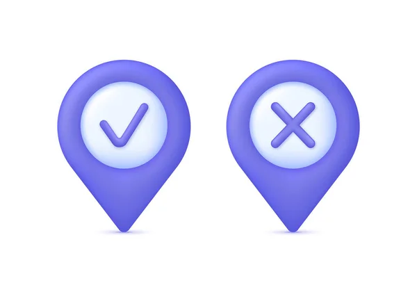 Location Pin Check Cross Marks Gps Навигатор Указатель Модный Современный — стоковый вектор