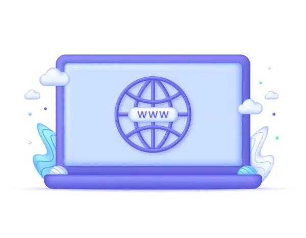 Комп Ютер Гіперпосилання Globe Пошук Знаку Www Технологія Веб Хостингу — стоковий вектор