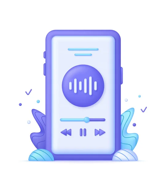 Аудио Потоковой Иллюстрации Телефону Любимый Плейлист Треками Концепция Музыкального Игрока — стоковый вектор