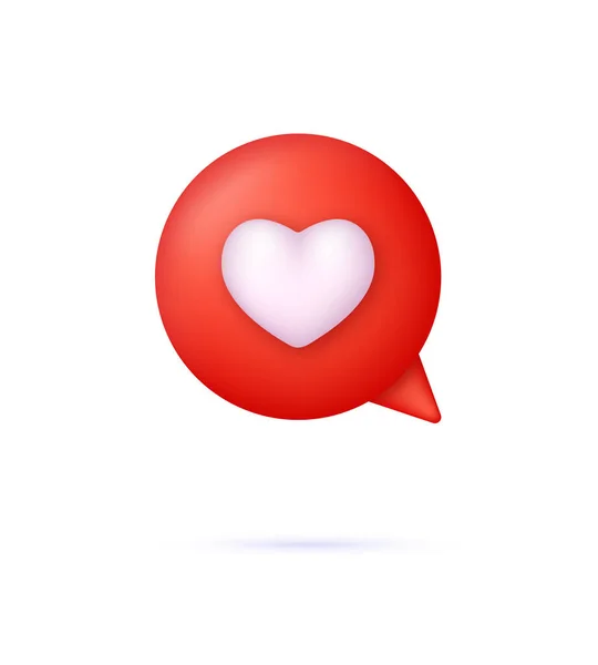 Social Media Notification Love Heart Icon Message Dialog Button Red — Stock Vector