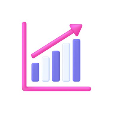 3D Growing bar graph illustration. Making goals and goal achievement, growth business success. Investment and financial growth concept. Modern vector in 3d style.