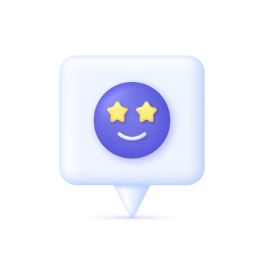 3D Person with star on Speech Bubble. Consumer or customer feedback score, satisfaction level and criticism concept. Online feedback, survey or review concept. Trendy and modern vector in 3d style
