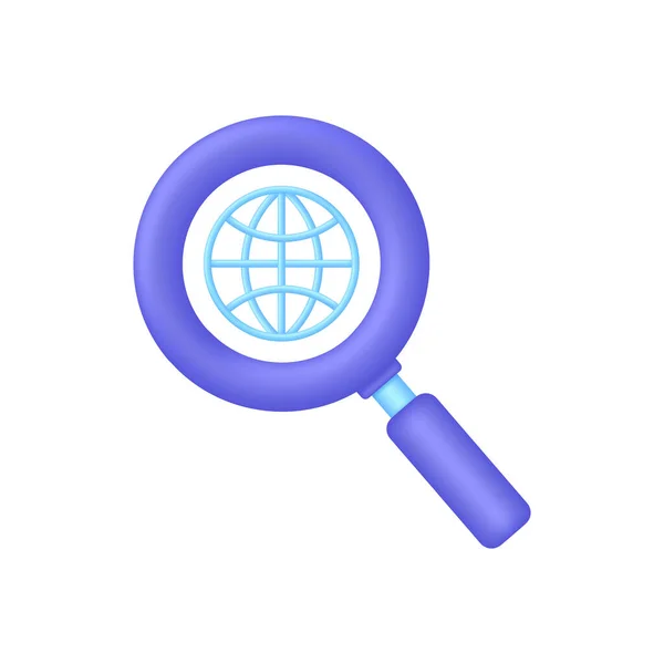 Globe Hyperlink Icon Magnifying Glass Search Www Sign Web Hosting — Vetor de Stock