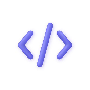Beyaz arkaplanda 3 boyutlu programlama kod simgesi izole edildi. Geliştirme ve yazılım kavramı. Birçok amaç için kullanılabilir. 3d biçiminde modaya uygun ve modern vektör.