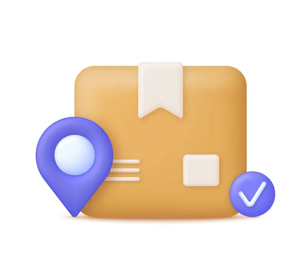 Delivery Package Illustration Check Mark Icon Shipping Box Cardboard Box — стоковый вектор