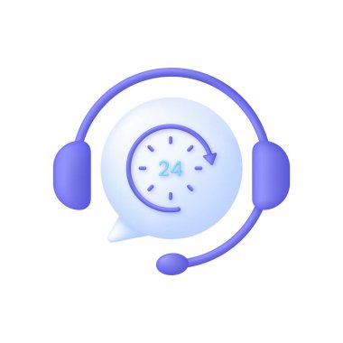 Üç boyutlu çağrı merkezi. Destek servisi simgesi, müşteri danışma hattı, çağrı merkezi yardımı. 3d biçiminde modaya uygun ve modern vektör.