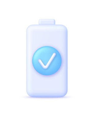 Üç boyutlu pil simgesi. Akü şarj oluyor. Pil şarjı düşük ile yüksek arasında. Şarjı bitmiş ve şarjı bitmiş. 3d biçiminde modaya uygun ve modern vektör.