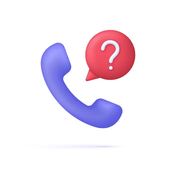 Трехмерный Телефон Пузырьковый Разговор Горячая Линия Сервисной Поддержки Вопросительный Знак — стоковый вектор
