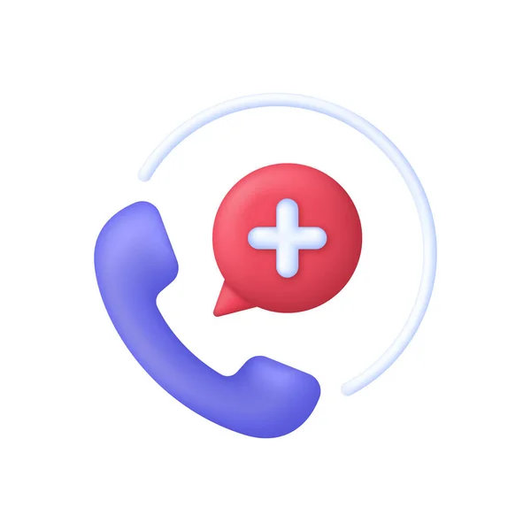 Lékařský Hovor Telefon Izolované Bílém Pozadí Pohotovost Lékařské Telefonní Číslo — Stockový vektor