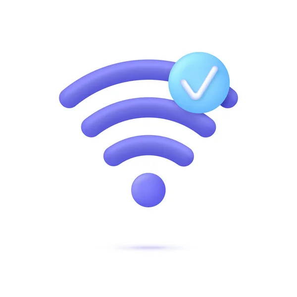 Wireless Wifi Segno Spunta Concetto Connessione Rete Globale Ricerca Del — Vettoriale Stock