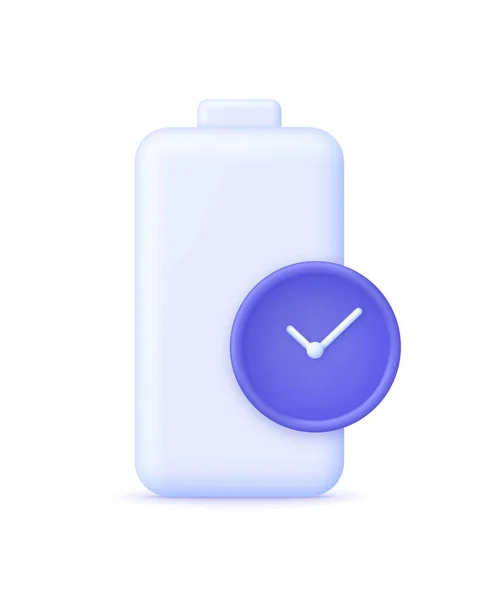 Battery Time Icon Long Battery Life Battery Runtime Extend Runtime — Stockový vektor