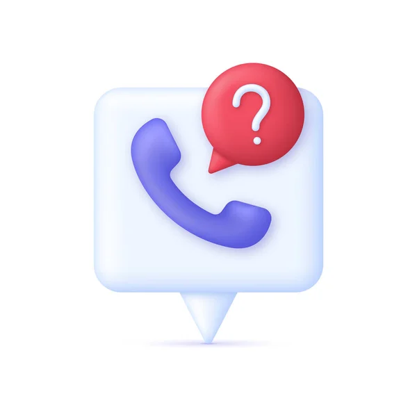 Hívás Telefon Buborék Beszél Szolgáltatás Támogatás Forródrót Kérdőjel Gyik Koncepció — Stock Vector