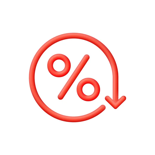 Procent Pijl Pictogram Percentage Met Pijl Naar Beneden Renteverlaging Financiering — Stockvector