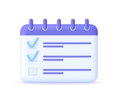 3D takvim ve işaretler. Planlama konsepti. İş akışı organizasyonu kavramı. 3d biçiminde modaya uygun ve modern vektör.