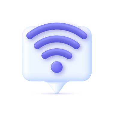 3D kablosuz mu yoksa kablosuz mu? Bağlantı konsepti iyi. İyi internet. Wifi ile yayın alanı. 3d biçiminde modaya uygun ve modern vektör.