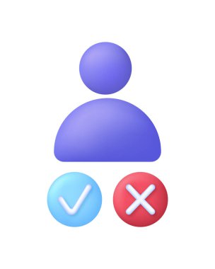 Çalışanları ya da personeli seçme fikri, çalışanları işe alma. Evet ya da hayır. İş görüşmesi, işe alım ajansı. Birçok amaç için kullanılabilir. 3d biçiminde modaya uygun ve modern vektör.