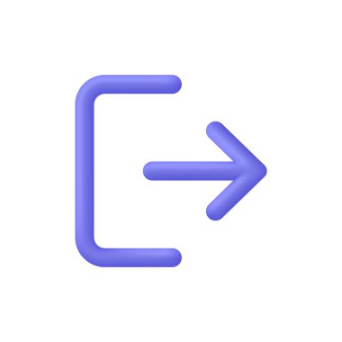 3D çıkış simgesi. İmzala. 3d biçiminde modaya uygun ve modern vektör