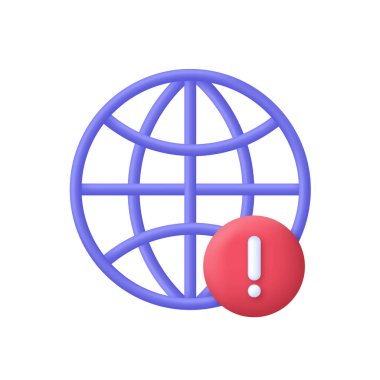 3D Global hata simgesi. İnternet bağlantısı koptu. Web sitesine erişim reddedildi. 3d biçiminde modaya uygun ve modern vektör