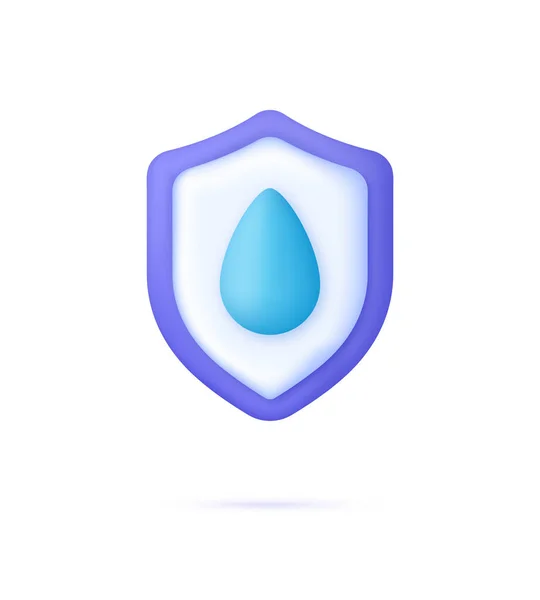 3D防水アイコン 耐水性サイン 水保護 液体の証拠の保護 3Dスタイルのトレンドとモダンなベクター — ストックベクタ