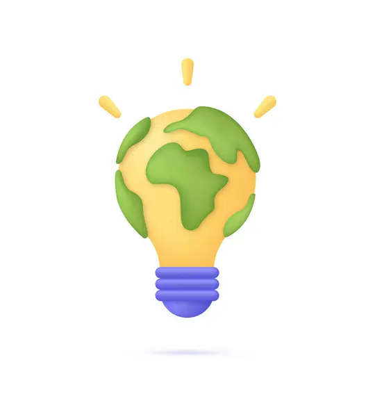 Лампочка Глобус Значок Глобальна Концепція Екологічної Енергетики Глобальне Рішення Електрикою — стоковий вектор