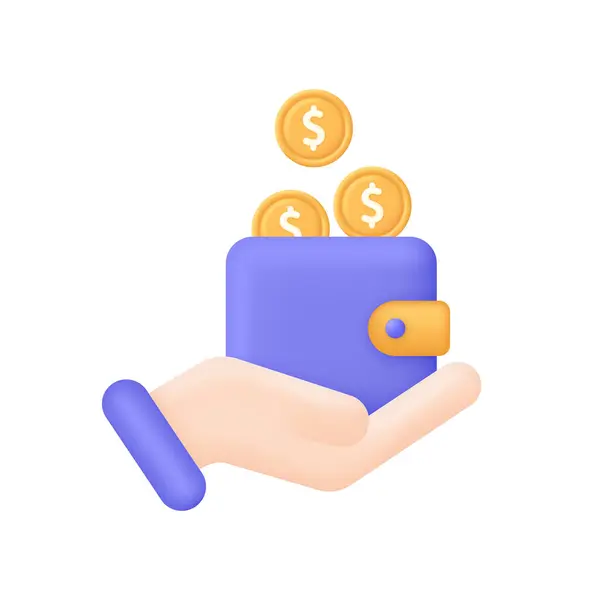 Sparen Sie Geld Gehaltsgeld Investitionsfinanzierung Geldbörse Mit Münzen Der Hand lizenzfreie Stockillustrationen
