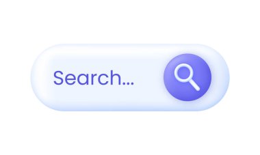 3D Arama Çubuğu çizimi. Navigasyon ve arama konsepti. Web sitesi ve UI tasarımı için tarayıcı düğmesi. 3B biçiminde modaya uygun ve modern vektör