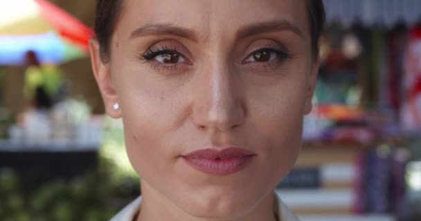 Confident Closeup Portrait Successful Hispanic Woman Businesswoman Entrepreneur Looking Confidently — Stock Video