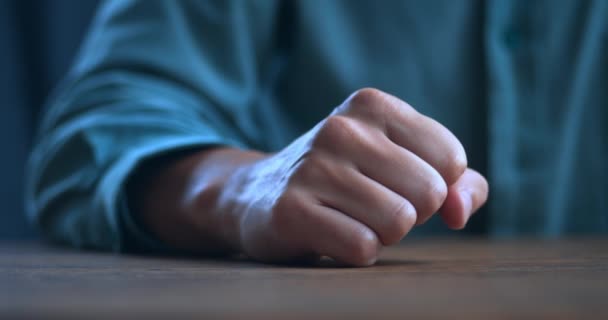 Close Man Lose Temper Aggressive Male Clenches His Hand Fist — Video