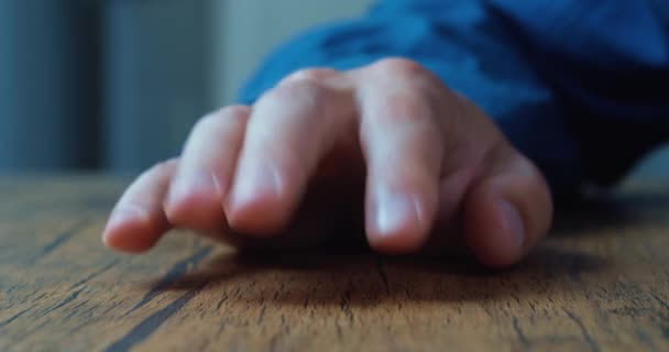 Male Waiting Something While Fingers Tap Table Close Male Hand — Wideo stockowe