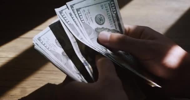 Close Dollar Money Businessman Counting Money Cash Business Lifestyle Finance — Stockvideo