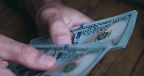 Male Hands Count Money Close Man Considers Saving Money Cash — Video
