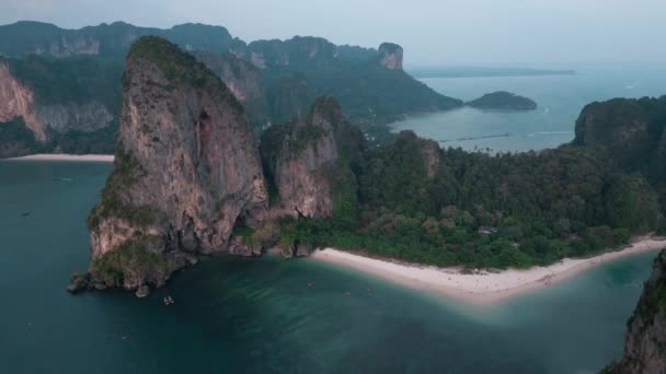 Légi Felvétel Railay Beach Krabi Thaiföld Festői Trópusi Strand Railay — Stock videók