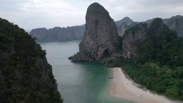 Cinematic Video Egzotikus Nyaralás Thaiföldön Légi Kilátás Railay Strand Vagy — Stock videók